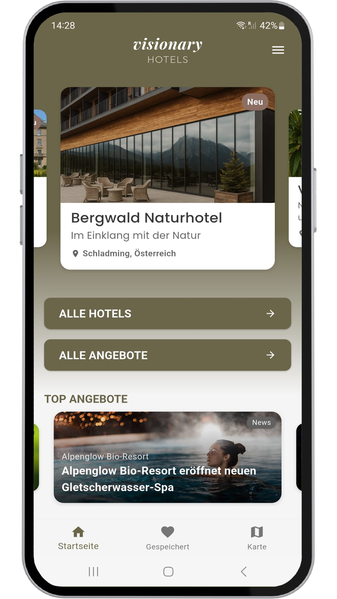 Visionary Hotels App Mock-up